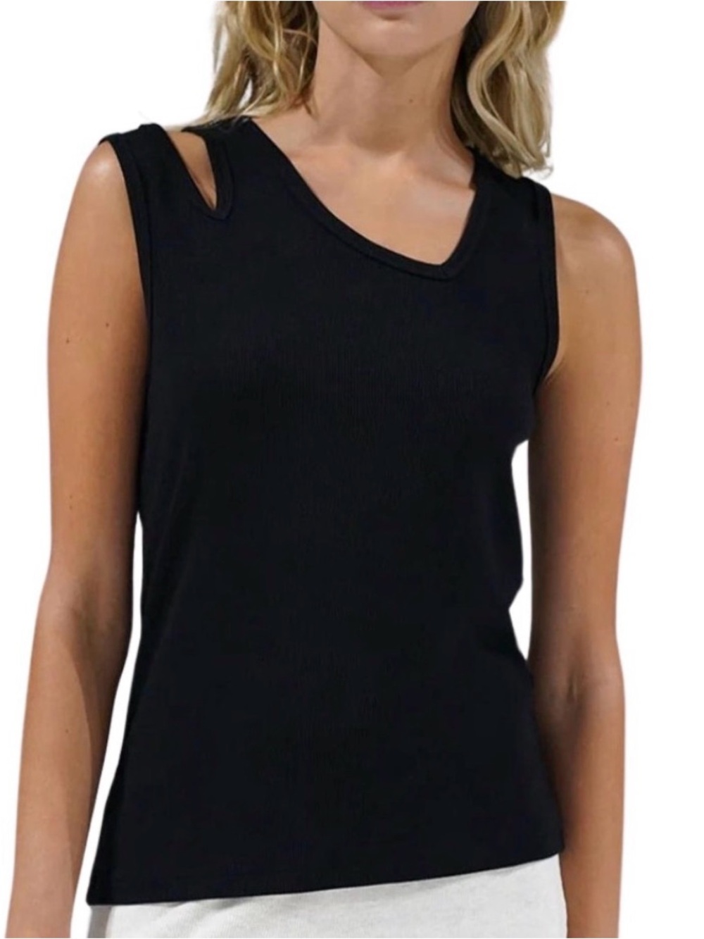 LNA black tank cutout ribbed never worn medium